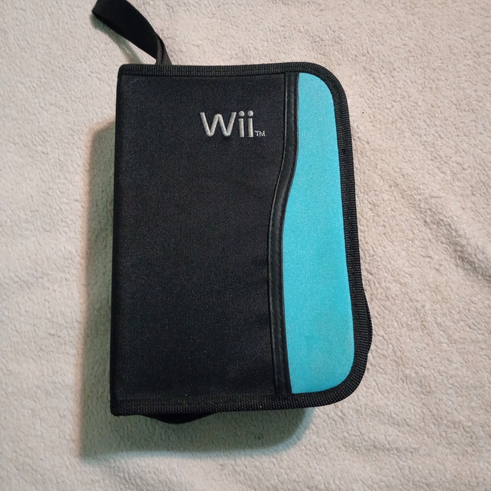 Nintendo Wii Travel Case Black Turquoise Blue Canvas Zippered Storage  Organzier